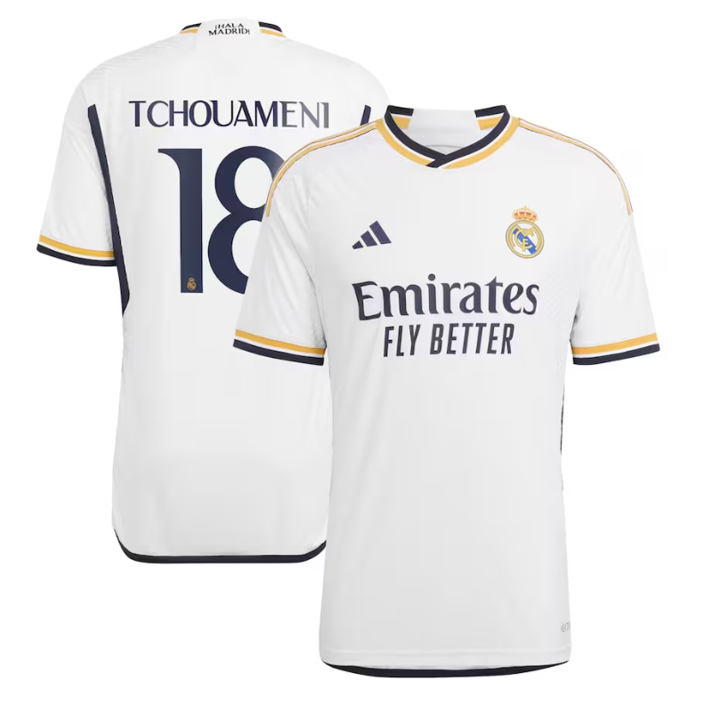 Real Madrid Home Shirt 2023-24 with Tchouaméni 18 printing - White - Jersey Teams World