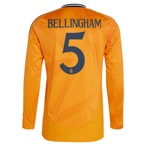 Real Madrid 2024/25 Away Long Sleeve Player Jude Bellingham 5 Shirt - Orange