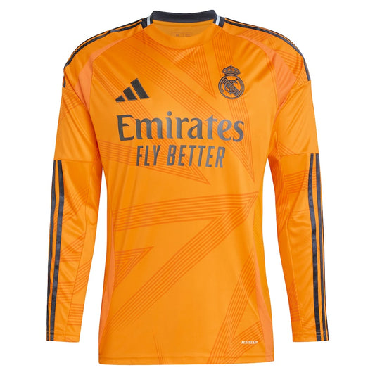 Real Madrid 2024/25 Away Long Sleeve Player Kylian Mbappé 9 Shirt - Orange