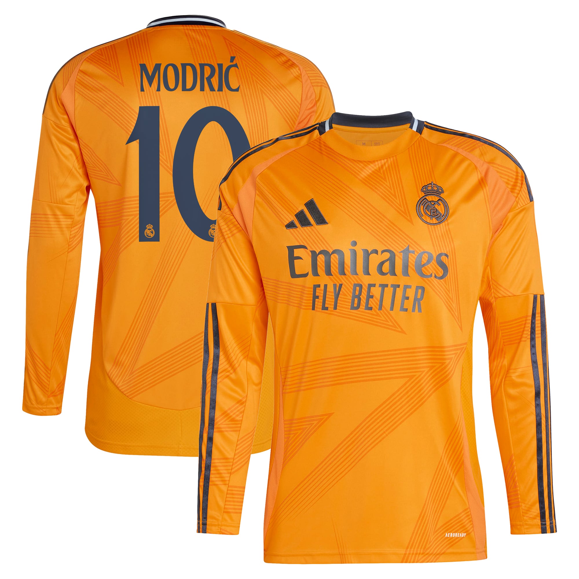 Real Madrid 2024/25 Away Long Sleeve Player Luka Modric 10 Shirt - Orange