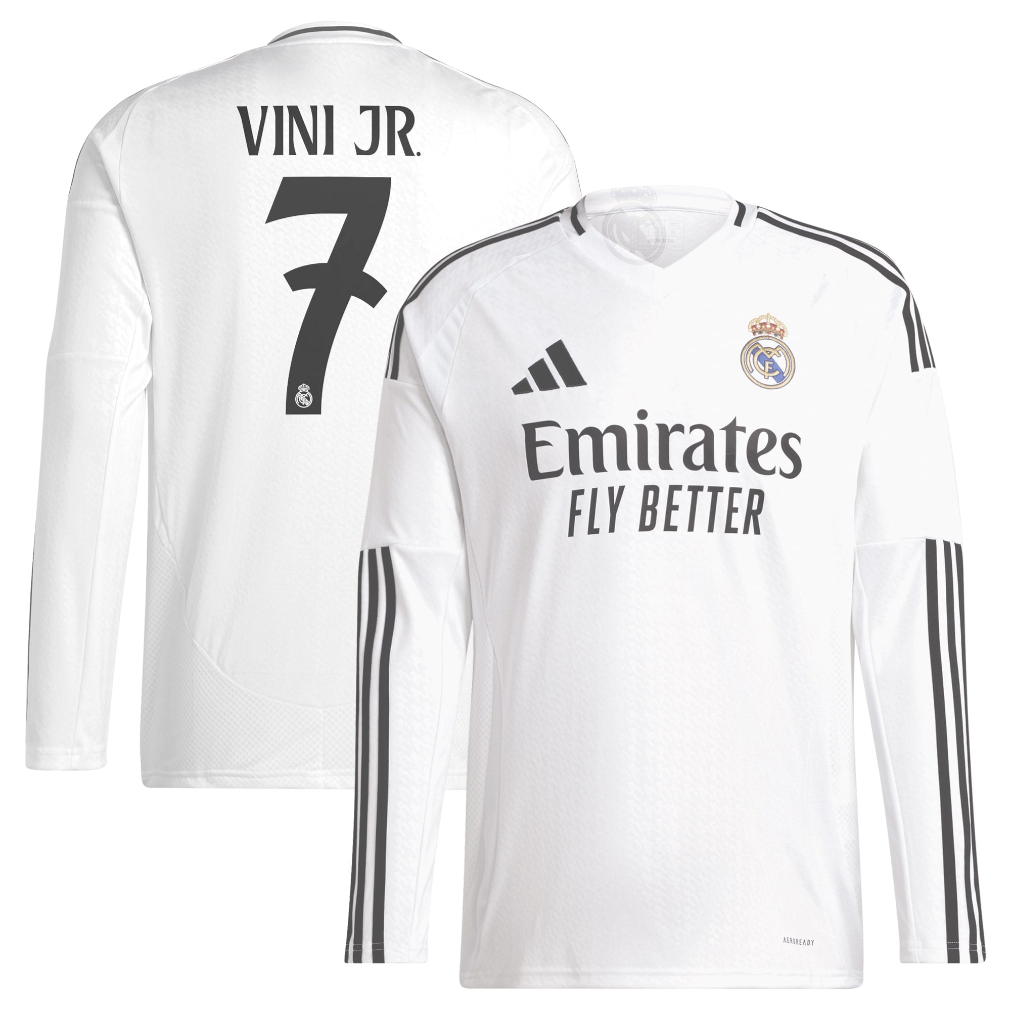 Real Madrid 2024/25 Home Long Sleeve Player Vini Jr. 7 Shirt - White