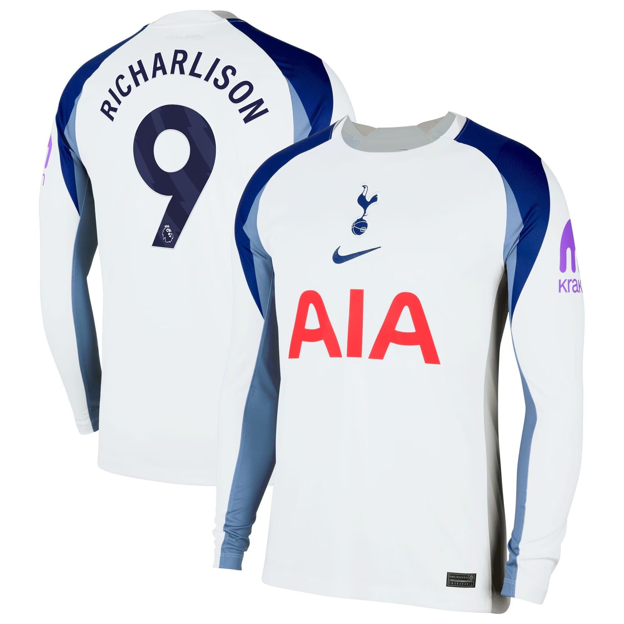 Richarlison Tottenham Hotspur teams 2025/26 Home Long Sleeve Player Soccer Shirt - White