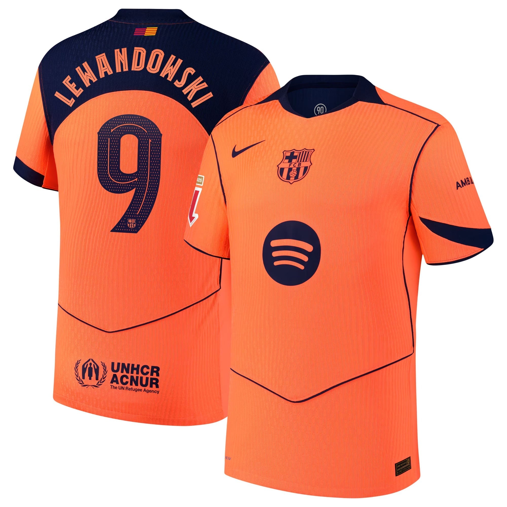 Robert Lewandowski Barcelona teams 2025/26 Third Player Soccer Shirt - Orange