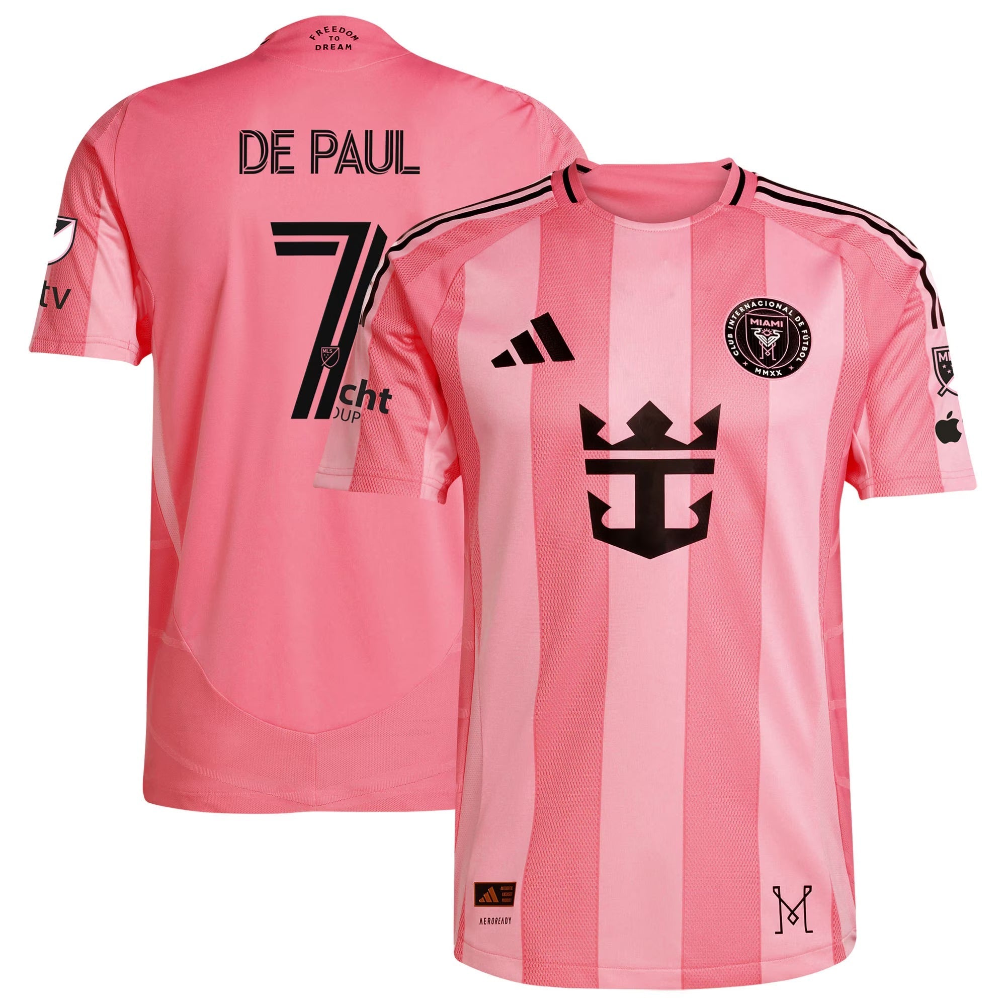 Rodrigo De Paul Inter Miami CF adidas 2025 Euforia Player Soccer Shirt - Light Pink