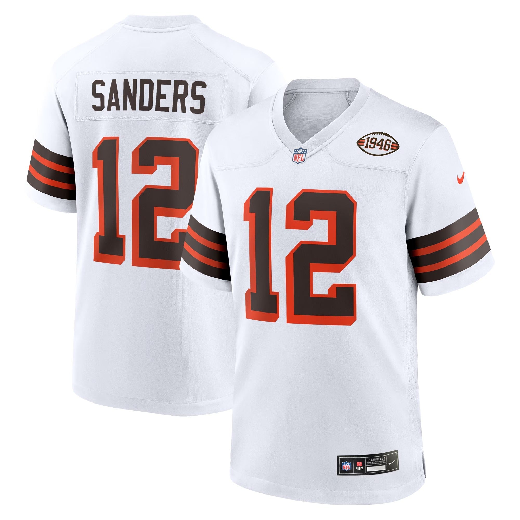 Shedeur Sanders Cleveland Browns teams 2025 NFL Draft 2nd Alternate Game Soccer Shirt - White