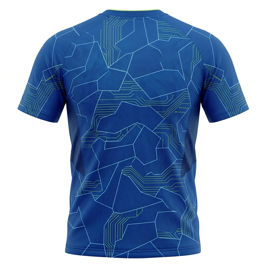 Soccer Intl™ Men's Kinetic-Circuit Royal Blue Soccer Jersey - Lime Volt Geometric Performance Shirt