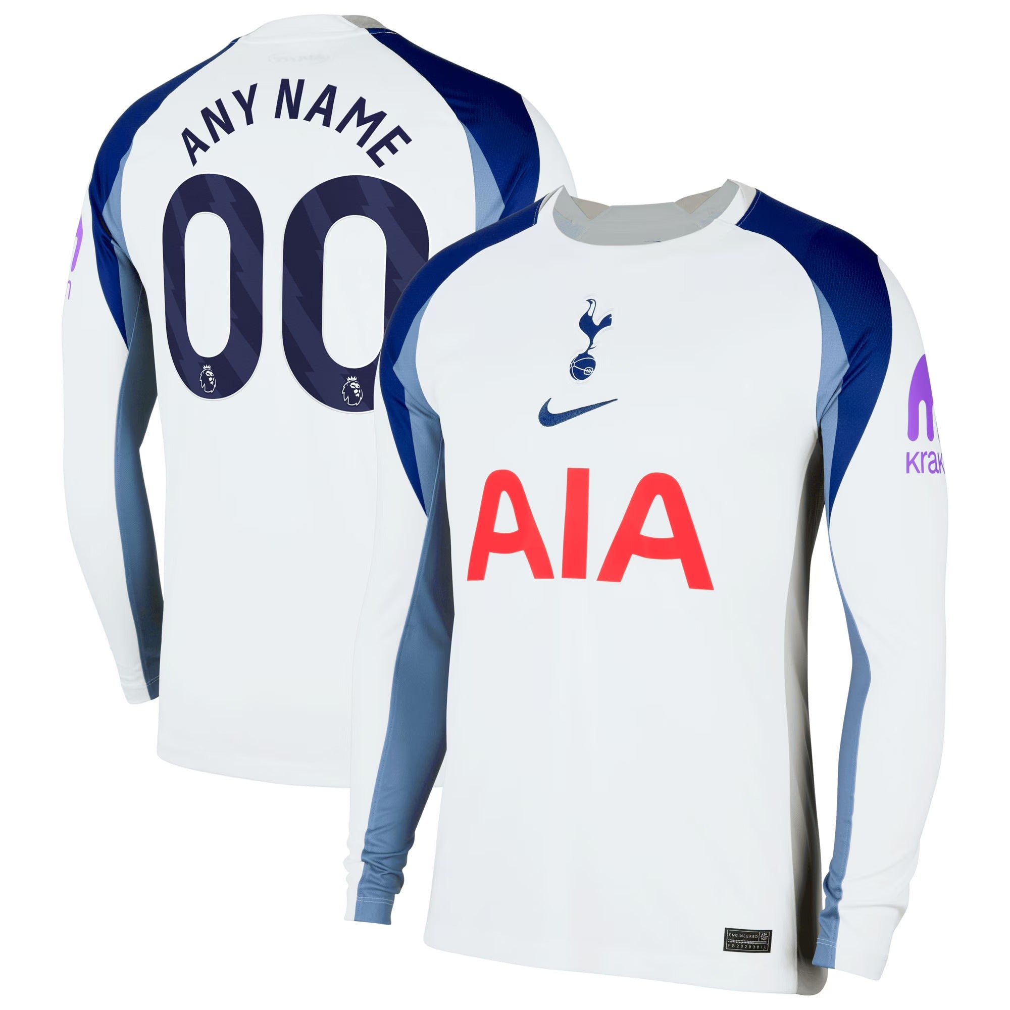 Tottenham Hotspur teams 2025/26 Home Long Sleeve Custom Soccer Shirt - White