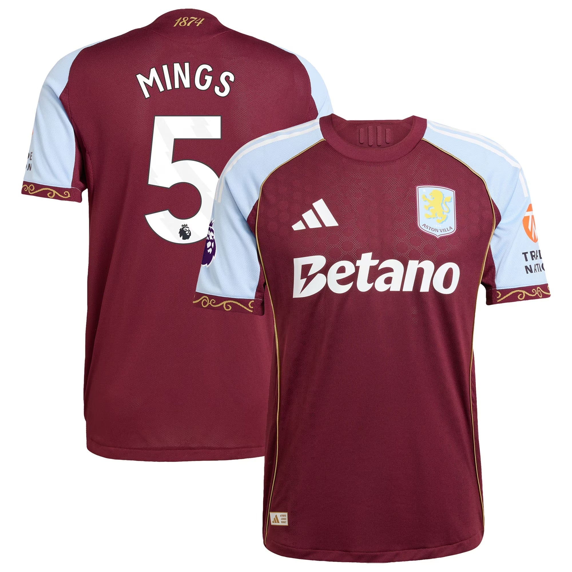Tyrone Mings Aston Villa adidas 2025/26 Home Soccer Shirt - Claret