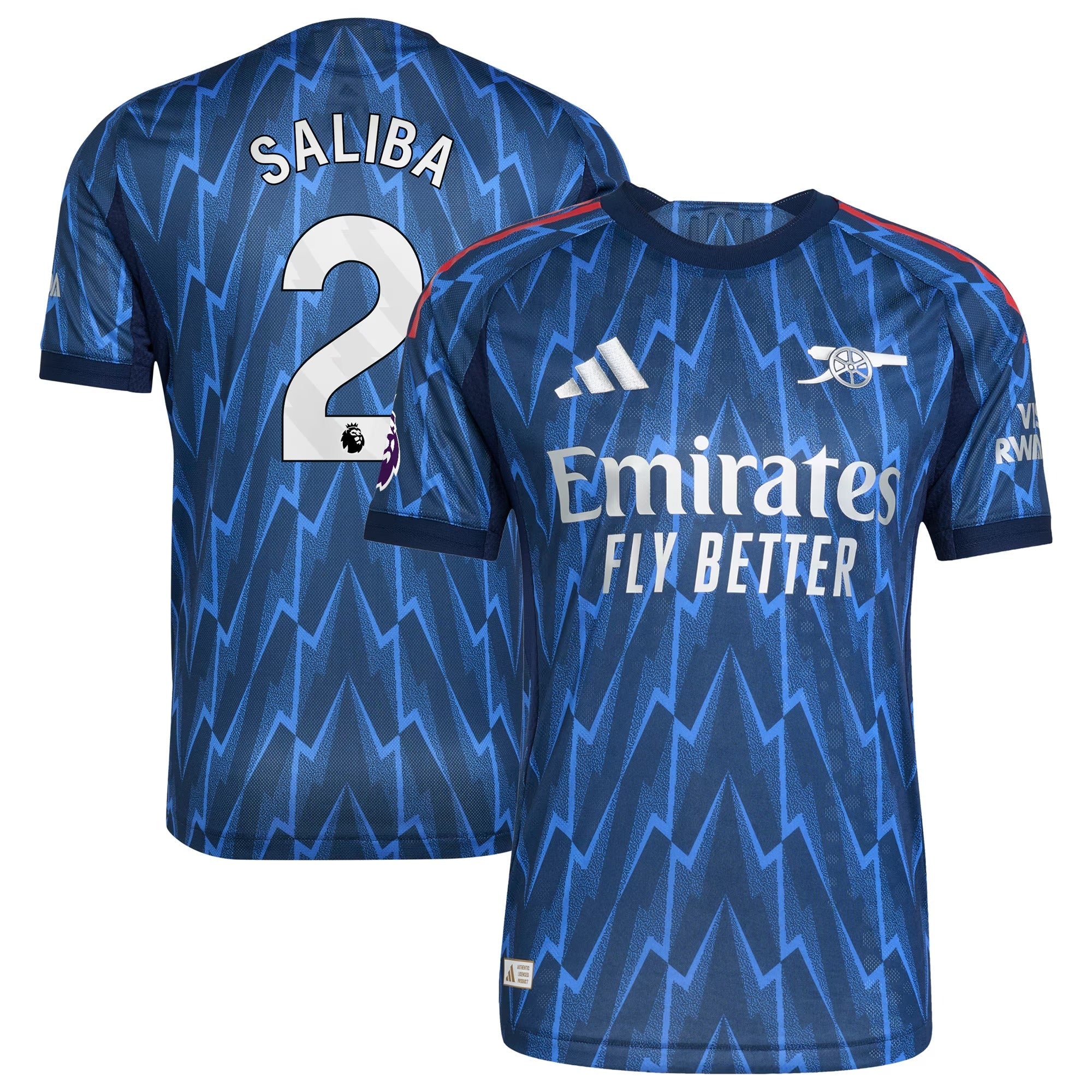 William Saliba Arsenal adidas 2025/26 Away Player Soccer Shirt - Blue