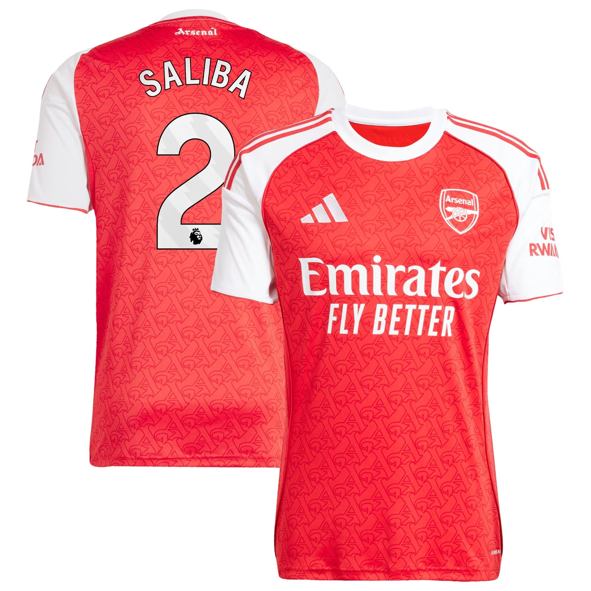 William Saliba Arsenal adidas 2025/26 Home Player Soccer Shirt - Red