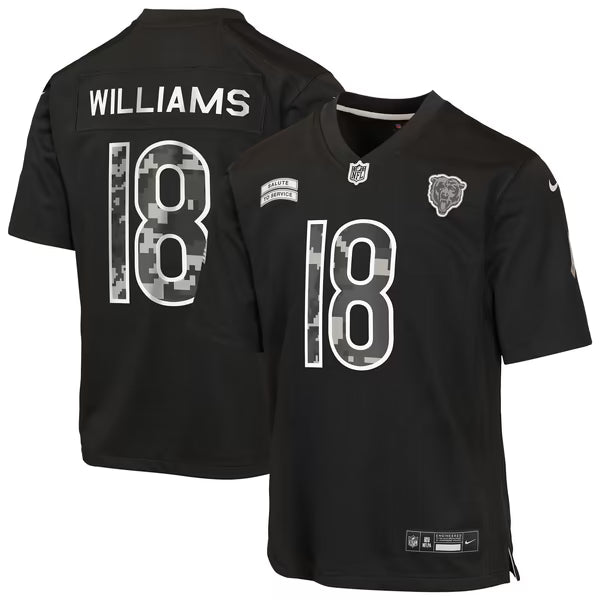 Caleb Williams Chicago Bears Soccer Intl Youth 2026 Salute to Service Game Jersey - Black