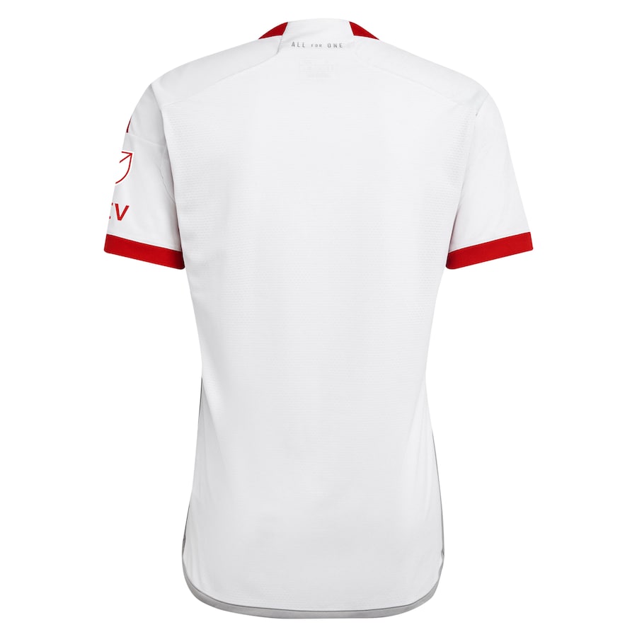 Back view of the authentic Toronto FC Adidas jersey 2024 featuring a clean design and red accents