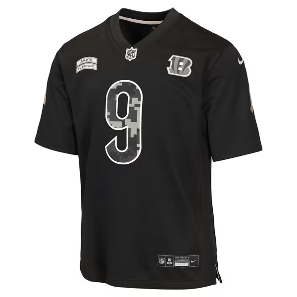 Joe Burrow Cincinnati Bengals Soccer Intl Youth 2026 Salute to Service Game Jersey - Black
