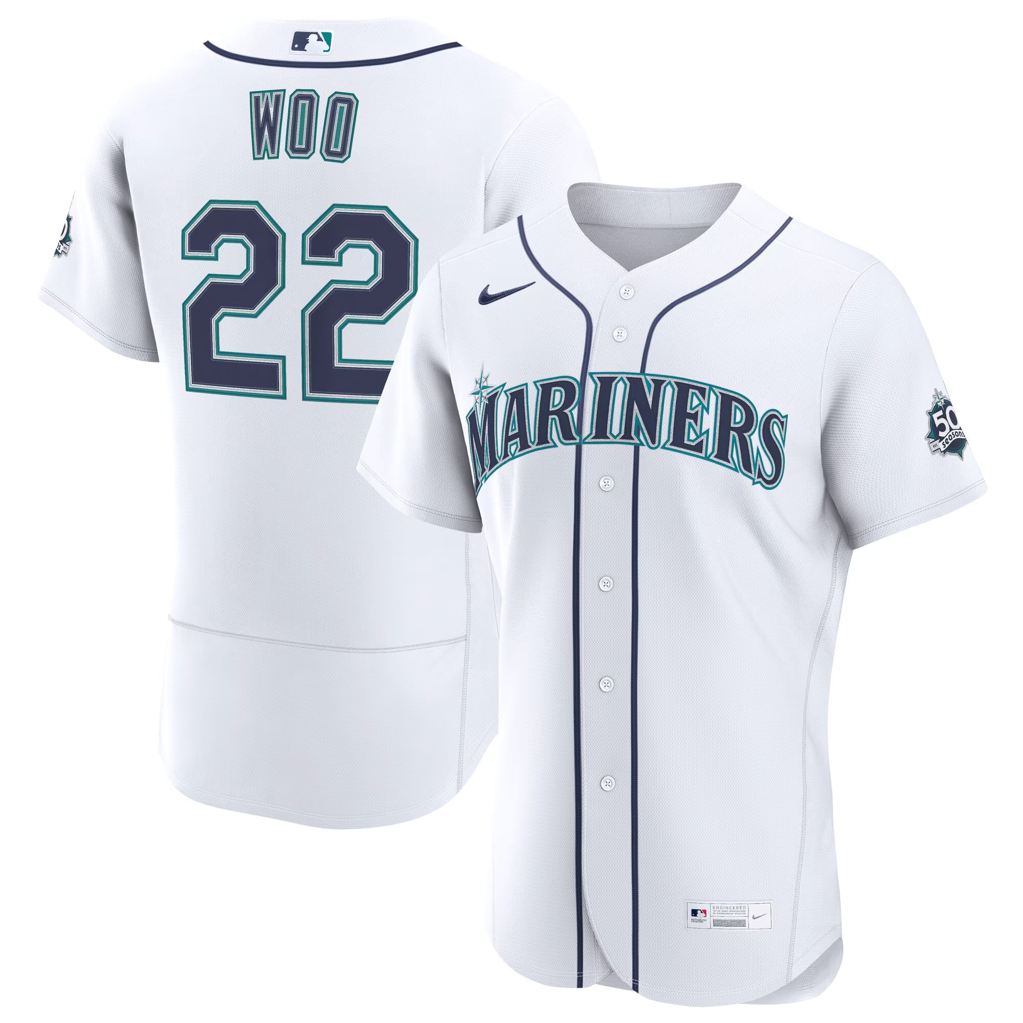 Bryan Woo Seattle Mariners Soccer Intl Home 50th Season Authentic Jersey - White