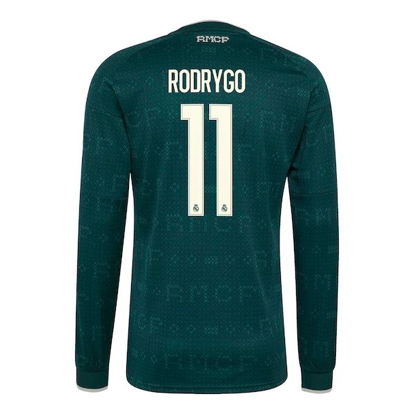Rodrygo Real Madrid Soccer Intl 2026/27 Away Replica Long Sleeve Jersey - Green