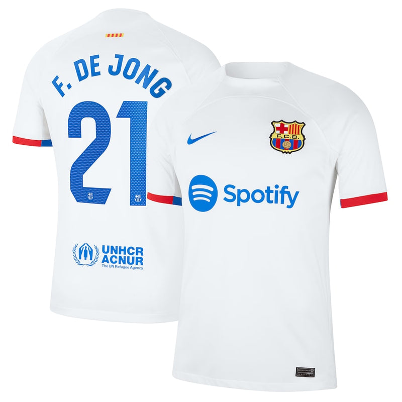 Frenkie de Jong Barcelona  2023/24 Away Jersey - White