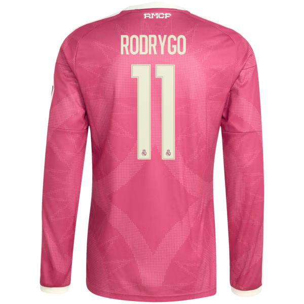 Rodrygo Real Madrid Soccer Intl 2026/27 Third Replica Long Sleeve Jersey - Pink