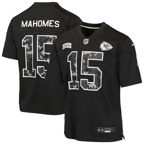 Patrick Mahomes Kansas City Chiefs Nike Youth 2026 Salute to Service Game Jersey - Black