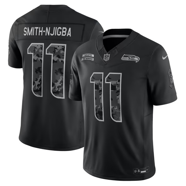 Jaxon Smith-Njigba Seattle Seahawks Soccer Intl 2026 Salute to Service Stitched Limited Jersey - Black