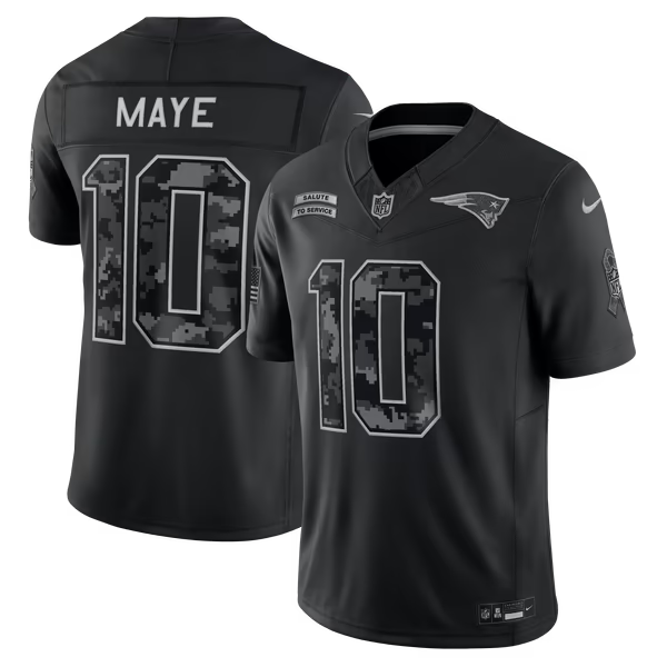 Drake Maye New England Patriots Soccer Intl 2026 Salute to Service Stitched Limited Jersey - Black