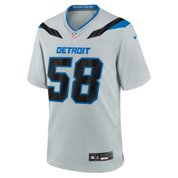 Penei Sewell Detroit Lions Soccer Intl 2026 Rivalries Collection Game Jersey - Silver