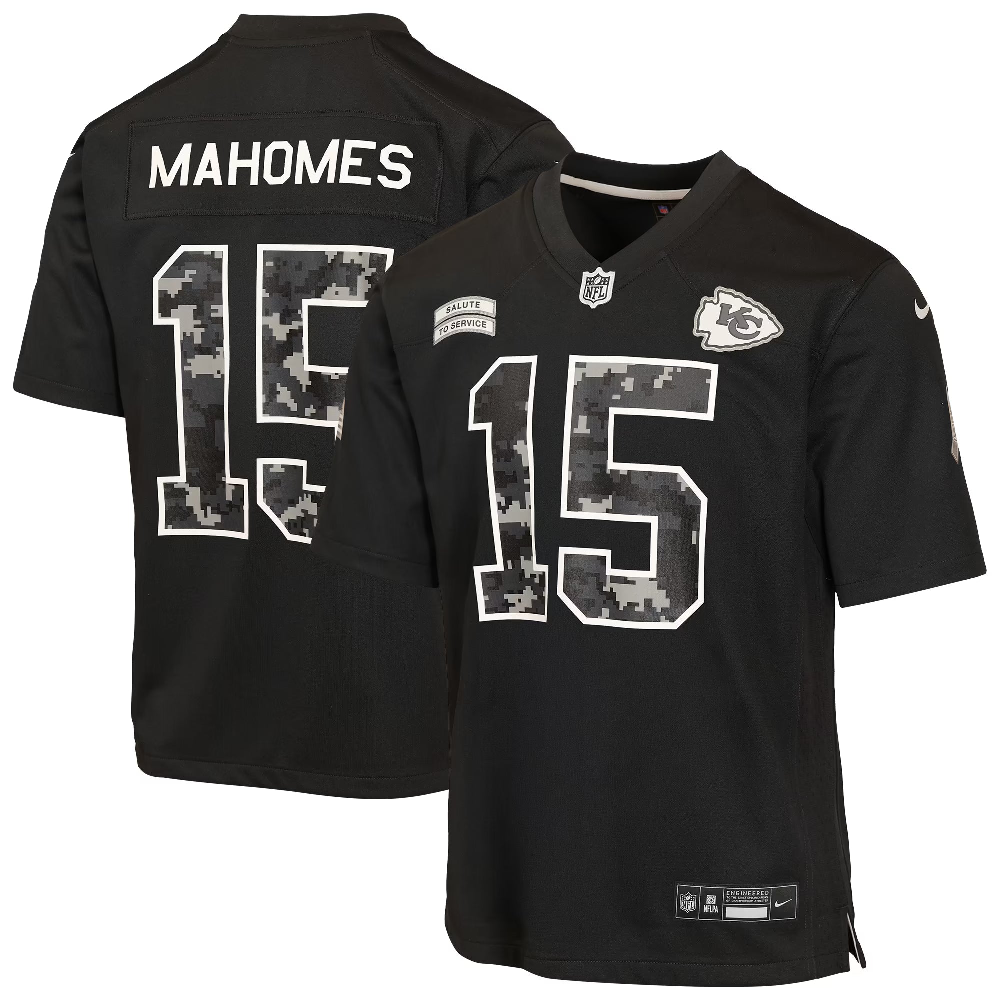 Patrick Mahomes Kansas City Chiefs Nike Youth 2026 Salute to Service Game Jersey - Black