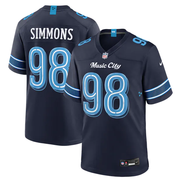 Jeffery Simmons Tennessee Titans Soccer Intl 2026 Rivalries Collection Game Jersey - Navy
