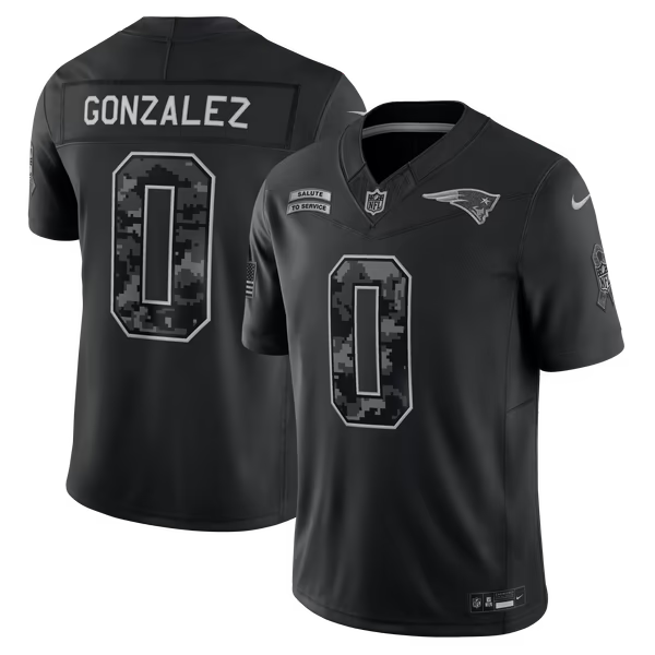 Christian Gonzalez New England Patriots Soccer Intl 2026 Salute to Service Stitched Limited Jersey - Black