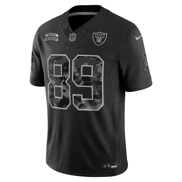 Brock Bowers Las Vegas Raiders Soccer Intl 2026 Salute to Service Stitched Limited Jersey - Black