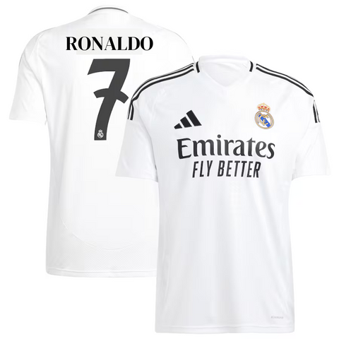 adidas Cristiano Ronaldo Real Madrid jersey 2025 white football shirt with black logo and number 7