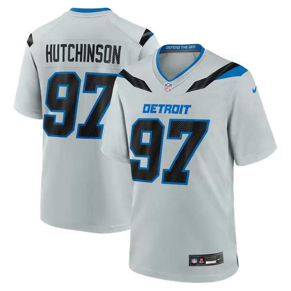 Aidan Hutchinson Detroit Lions Soccer Intl 2026 Rivalries Collection Game Jersey - Silver
