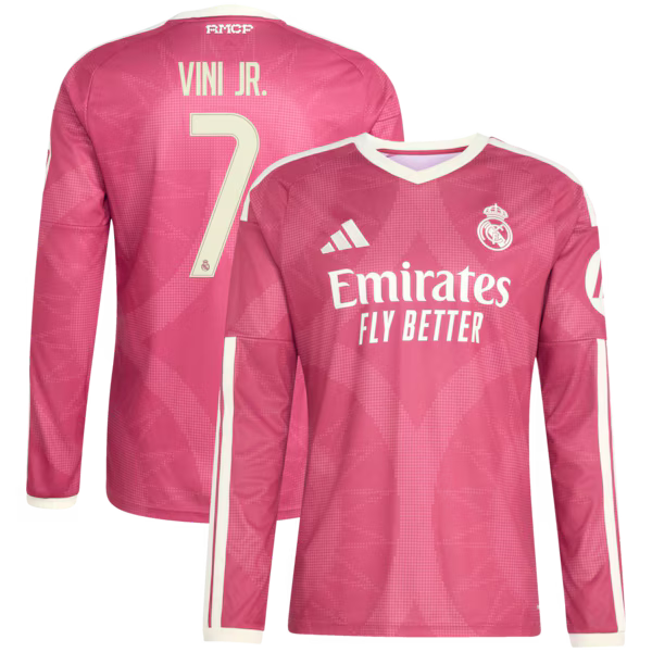 Vini Jr. Real Madrid Soccer Intl 2026/27 Third Replica Long Sleeve Jersey - Pink