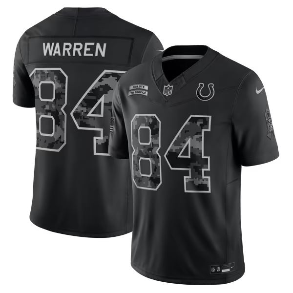 Tyler Warren Indianapolis Colts Soccer Intl 2026 Salute to Service Stitched Limited Jersey - Black