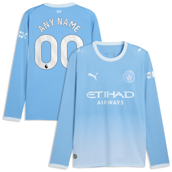 Soccer Intl Manchester City 2026/27 Home Replica Long Sleeve Custom Jersey Light Blue