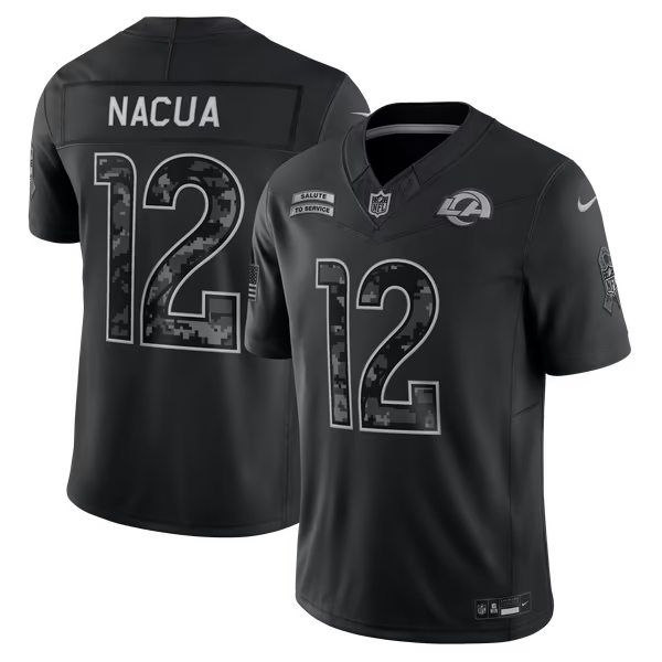 Puka Nacua Los Angeles Rams Soccer Intl 2026 Salute to Service Stitched Limited Jersey - Black