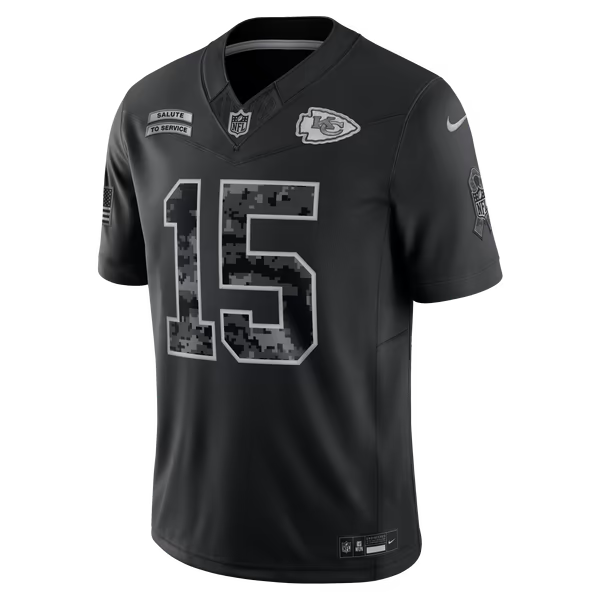 Patrick Mahomes Kansas City Chiefs Soccer Intl 2026 Salute to Service Stitched Limited Jersey - Black