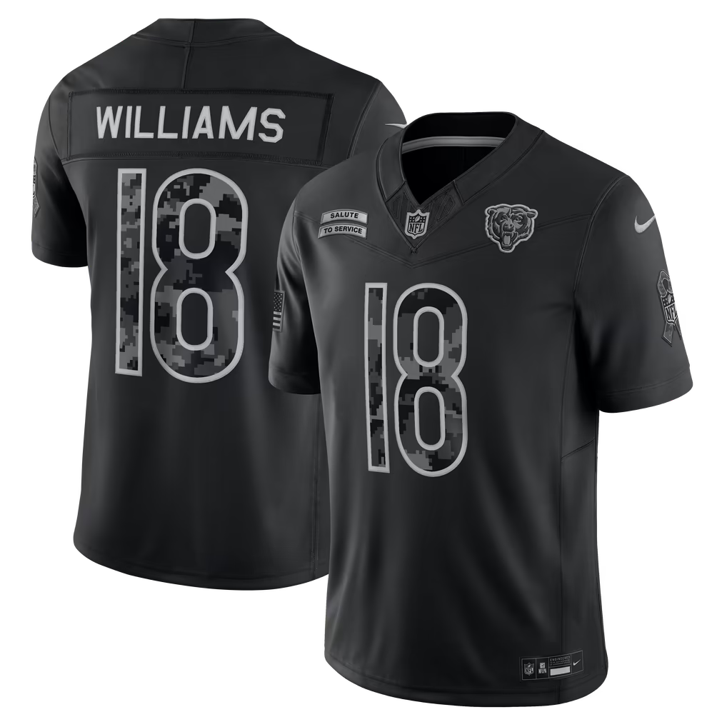 Caleb Williams Chicago Bears Soccer Intl 2026 Salute to Service Stitched Limited Jersey - Black