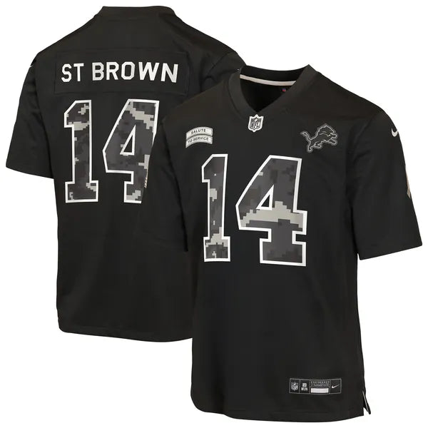 Amon-Ra St. Brown Detroit Lions Soccer Intl Youth 2026 Salute to Service Game Jersey - Black