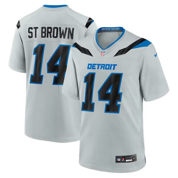 Amon-Ra St. Brown Detroit Lions Soccer Intl 2026 Rivalries Collection Game Jersey - Silver