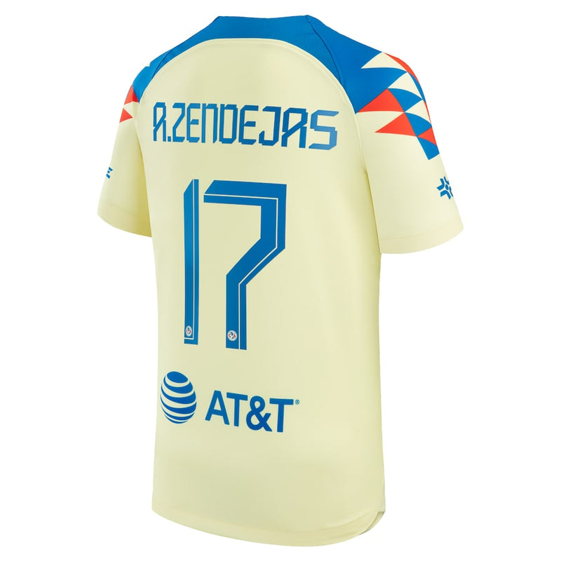 Alejandro Zendejas Club America   Home 2023/24  Jersey - Yellow