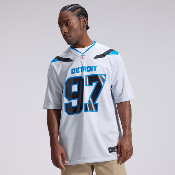 Aidan Hutchinson Detroit Lions Soccer Intl 2026 Rivalries Collection Game Jersey - Silver