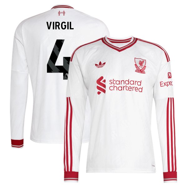 Virgil van Dijk Liverpool Soccer Intl 2026/27 Away Replica Long Sleeve Jersey - White