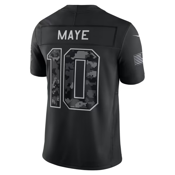 Drake Maye New England Patriots Soccer Intl 2026 Salute to Service Stitched Limited Jersey - Black