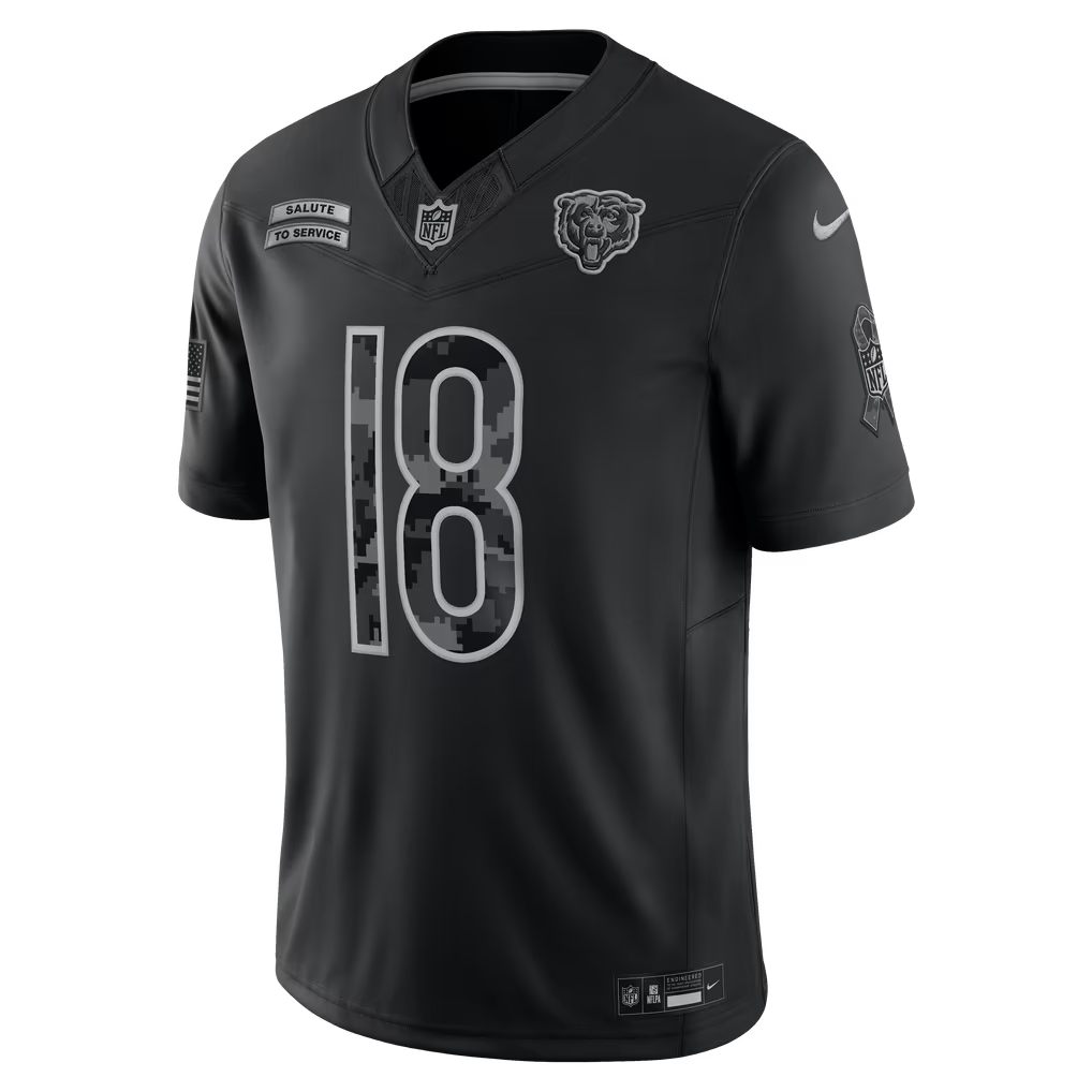Caleb Williams Chicago Bears Soccer Intl 2026 Salute to Service Stitched Limited Jersey - Black