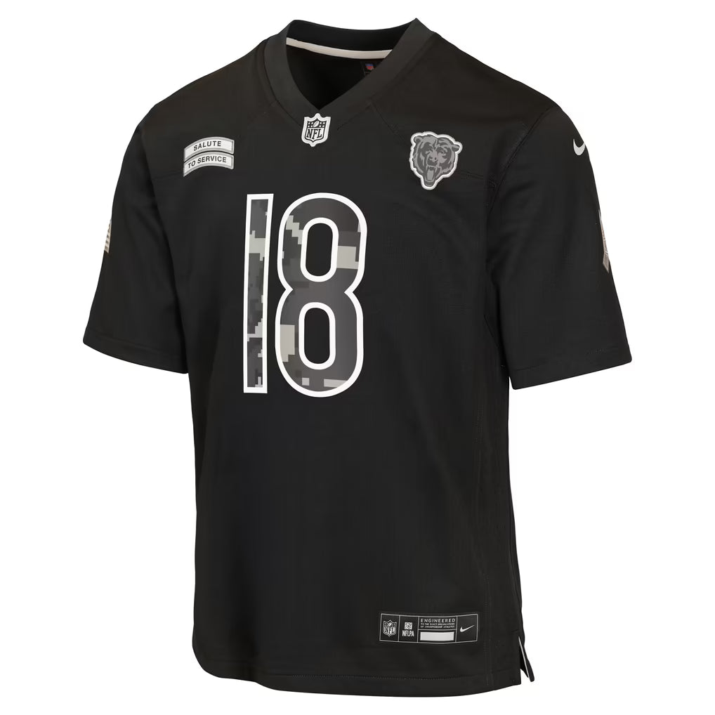 Caleb Williams Chicago Bears Soccer Intl Youth 2026 Salute to Service Game Jersey - Black