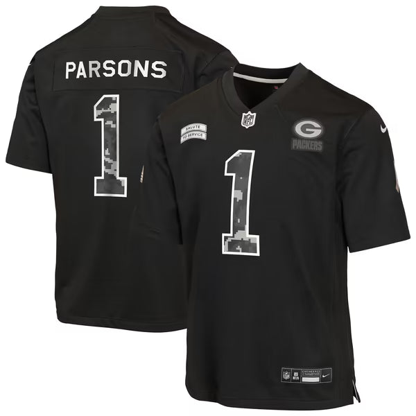 Micah Parsons Green Bay Packers Soccer Intl Youth 2026 Salute to Service Game Jersey - Black