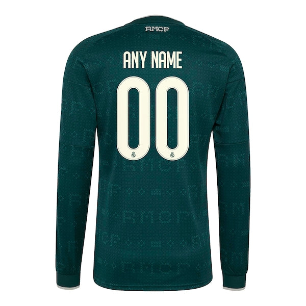 Real Madrid Soccer Intl 2026/27 Away Replica Custom Long Sleeve Jersey - Green