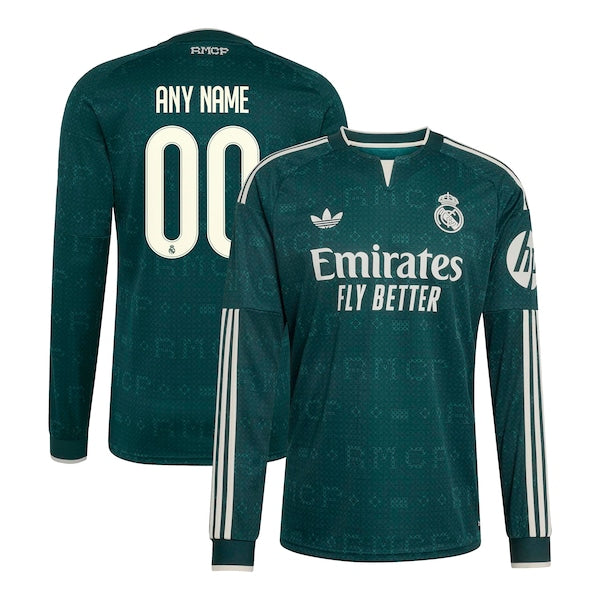 Real Madrid Soccer Intl 2026/27 Away Replica Custom Long Sleeve Jersey - Green