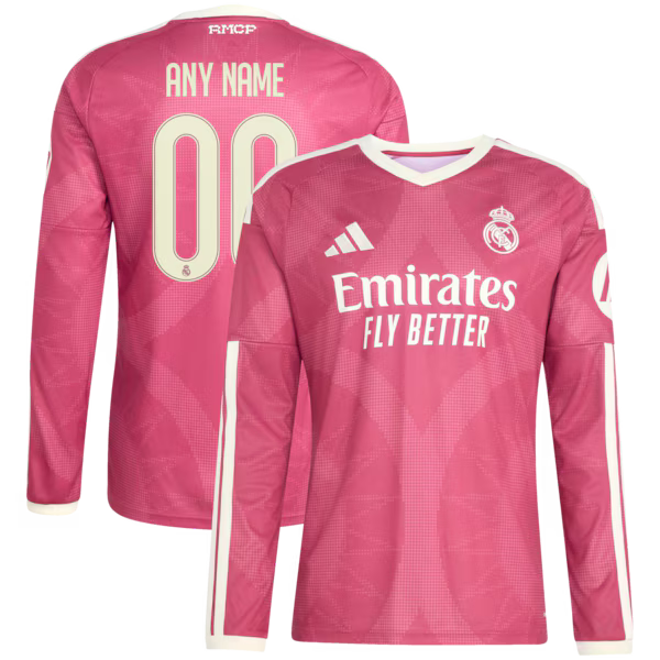 Real Madrid Soccer Intl 2026/27 Third Replica Custom Long Sleeve Jersey - Pink