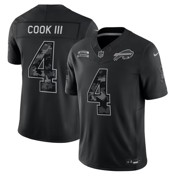 James Cook III Buffalo Bills Soccer Intl 2026 Salute to Service Stitched Limited Jersey - Black